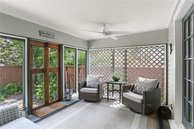 401 Pelican Ave, New Orleans, LA 70114 - sunroom featuring a ceiling fan