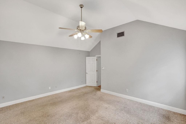 891 Cross Gates Blvd, Slidell, LA 70461 - empty room featuring lofted ceiling, a ceiling fan, and light colored carpet