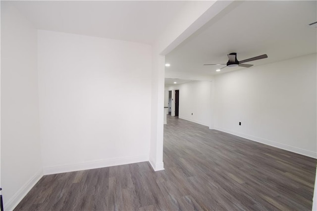 4235 Alfred St, New Orleans, LA 70122 - spare room with dark wood-type flooring, recessed lighting, and a ceiling fan