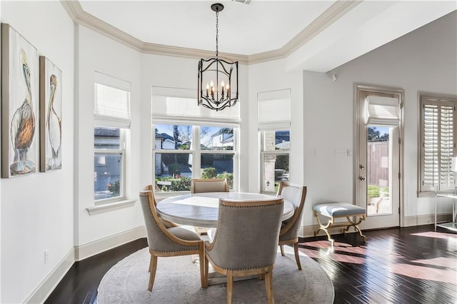 1456 Cherokee Ave, Metairie, LA 70005 - dining room featuring a chandelier, ornamental molding, and hardwood / wood-style floors