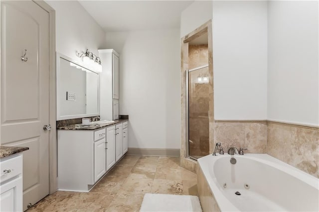 1456 Cherokee Ave, Metairie, LA 70005 - full bath featuring vanity, a stall shower, and a jetted tub