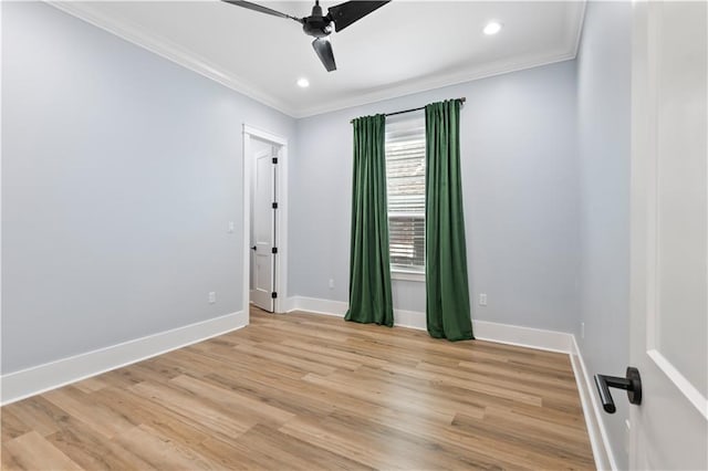 1316 Hickory Ave, Harahan, LA 70123 - empty room featuring crown molding, a ceiling fan, light wood-style flooring, and recessed lighting