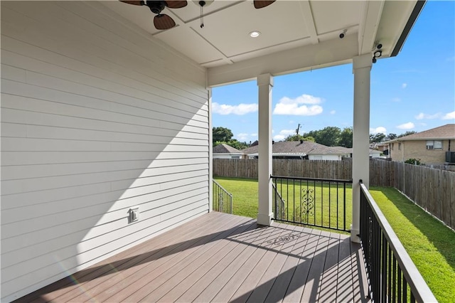 1316 Hickory Ave, Harahan, LA 70123 - deck featuring ceiling fan and a fenced backyard