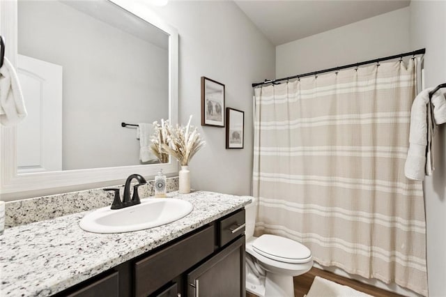 41763 Whisper Woods Rd, Ponchatoula, LA 70454 - full bath featuring vanity, a shower with curtain, and wood finished floors