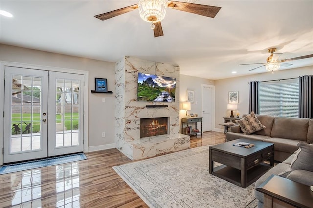 42 Melrose Dr, Destrehan, LA 70047 - living area featuring a ceiling fan, french doors, healthy amount of natural light, and recessed lighting