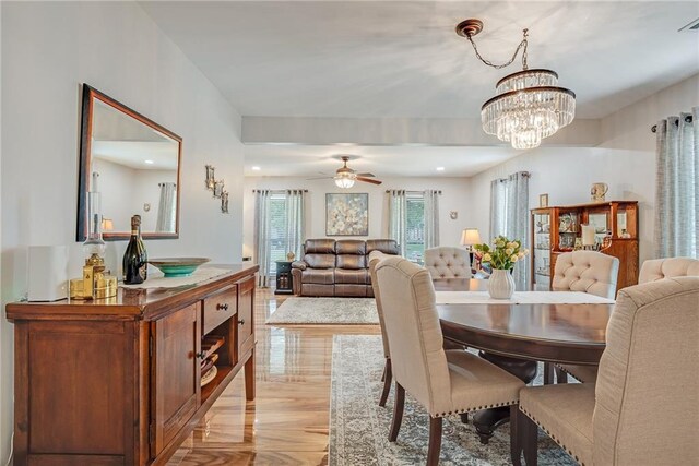 42 Melrose Dr, Destrehan, LA 70047 - dining space featuring a chandelier, ceiling fan, and recessed lighting