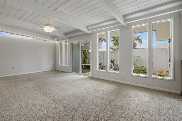 2812 Green Acres Rd, Metairie, LA 70003 - empty room with ceiling fan, beam ceiling, and carpet flooring