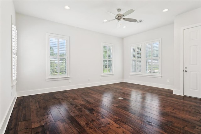 904 W 16th Ave, Covington, LA 70433 - spare room with plenty of natural light, a ceiling fan, hardwood / wood-style floors, and recessed lighting