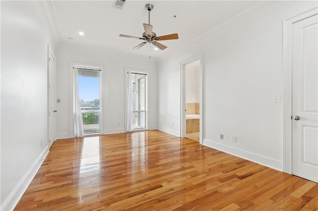 8416 Oak St Unit K, New Orleans, LA 70118 - empty room featuring light wood-type flooring, ceiling fan, ornamental molding, and recessed lighting