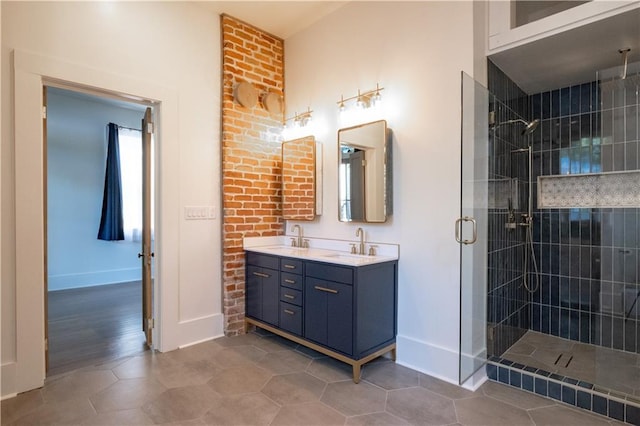 623-25 Louisa St, New Orleans, LA 70117 - bathroom featuring a stall shower and double vanity