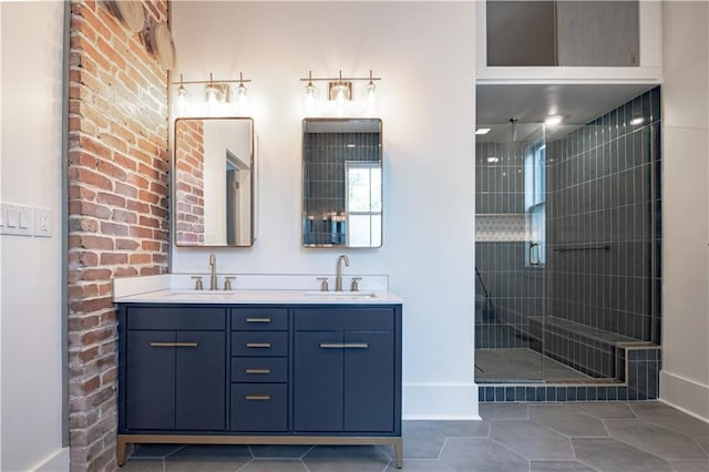 623-25 Louisa St, New Orleans, LA 70117 - full bathroom featuring tile patterned floors, a shower stall, and double vanity
