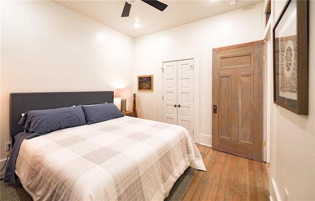 623-25 Louisa St, New Orleans, LA 70117 - bedroom featuring light wood finished floors, ceiling fan, and recessed lighting