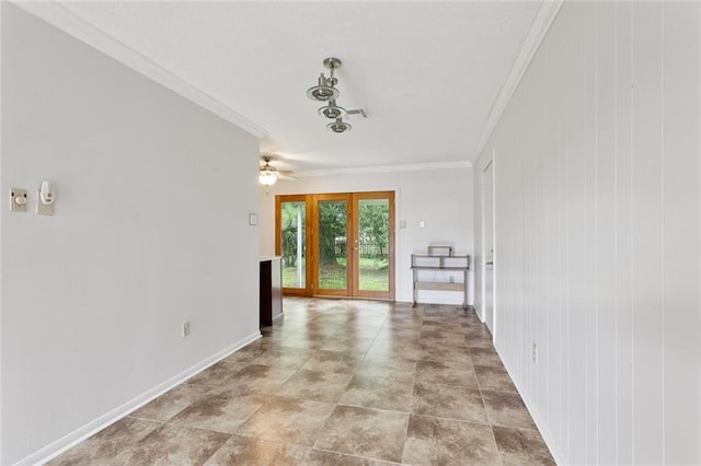 230 Brett Dr, Gretna, LA 70056 - unfurnished room featuring ornamental molding and ceiling fan