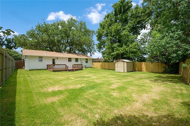 8853 26th St, Metairie, LA 70003 - fenced backyard featuring a deck and a storage unit
