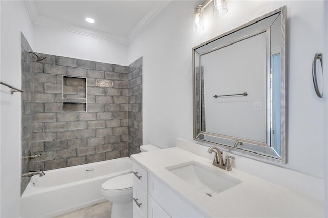 5028 Twin River Pl, Covington, LA 70433 - full bath featuring vanity, crown molding, and shower / bath combination