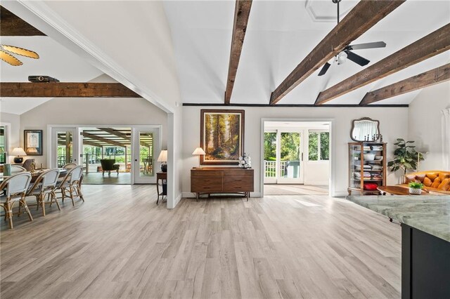 59246 Cypress Bayou Ln, Lacombe, LA 70445 - living area with a ceiling fan, healthy amount of natural light, and light wood-style floors