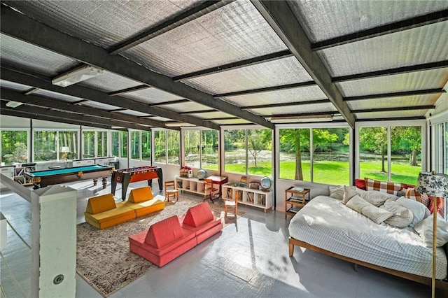 59246 Cypress Bayou Ln, Lacombe, LA 70445 - sunroom / solarium featuring billiards table and an outdoor living space