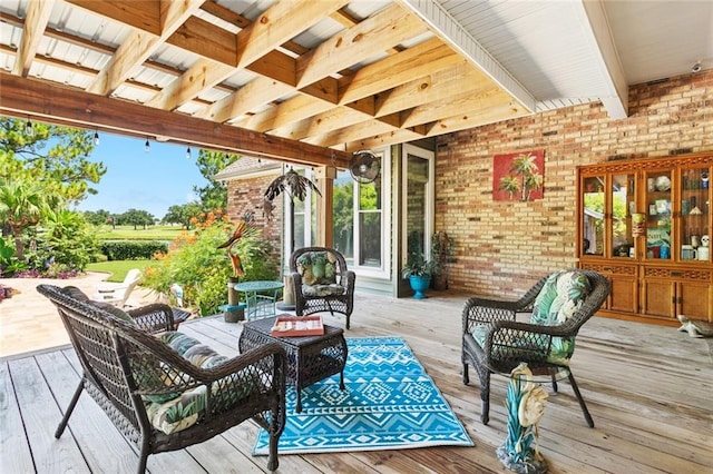 8 Oak Tree Dr, Slidell, LA 70458 - wooden terrace featuring outdoor lounge area and french doors