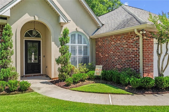 1107 Meadow Ct, Mandeville, LA 70448 - property entrance featuring brick siding and stucco siding