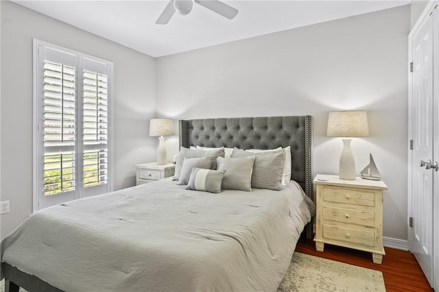 1107 Meadow Ct, Mandeville, LA 70448 - bedroom with wood finished floors and ceiling fan