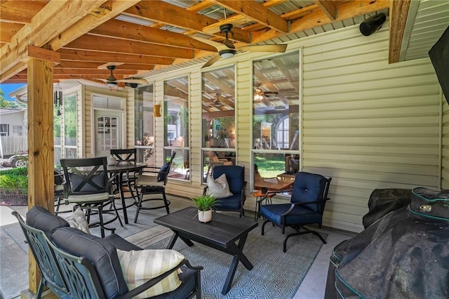 1107 Meadow Ct, Mandeville, LA 70448 - view of patio with a ceiling fan, outdoor dining area, and an outdoor living space