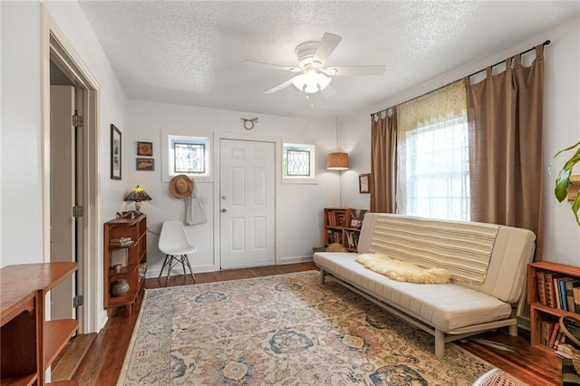 2816 Berwick St, Jefferson, LA 70121 - foyer entrance with a ceiling fan, dark wood-type flooring, and a textured ceiling