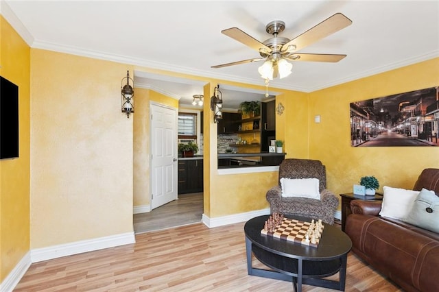 257 Cherokee St Unit 3, New Orleans, LA 70118 - living area with wood finished floors, crown molding, and a ceiling fan