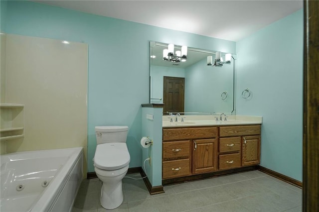3541 Alan St, Metairie, LA 70002 - bathroom with a tub with jets, double vanity, and tile patterned floors