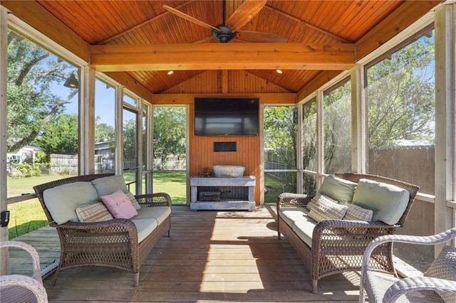9 Hennessey Ct, River Ridge, LA 70123 - sunroom with outdoor lounge area and a ceiling fan