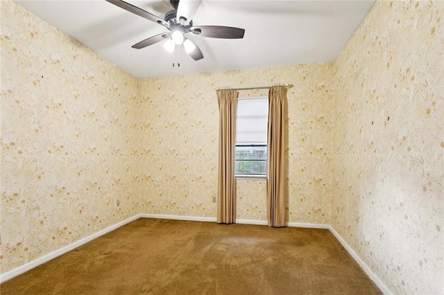 3709 Metairie Hts, Metairie, LA 70002 - unfurnished room with carpet flooring, a ceiling fan, and wallpapered walls