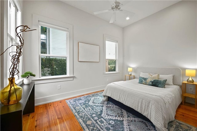 3311 Saint Ann St, New Orleans, LA 70119 - bedroom featuring wood finished floors, ceiling fan, and recessed lighting