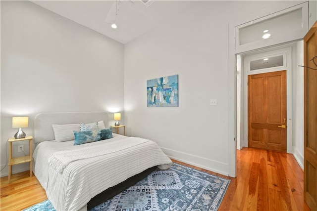 3311 Saint Ann St, New Orleans, LA 70119 - bedroom featuring light wood-style floors, recessed lighting, and a ceiling fan