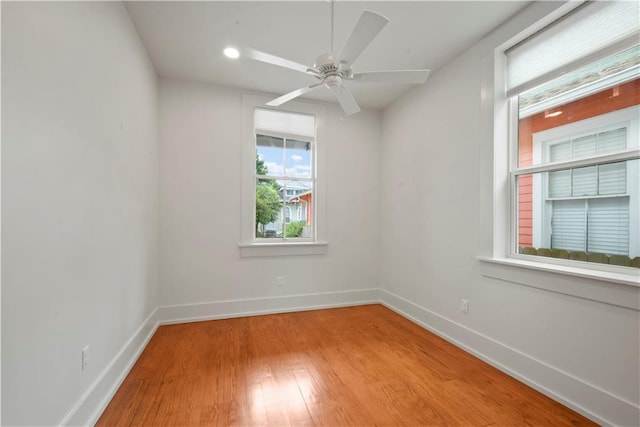 3311 Saint Ann St, New Orleans, LA 70119 - unfurnished room featuring light wood finished floors, a ceiling fan, and recessed lighting