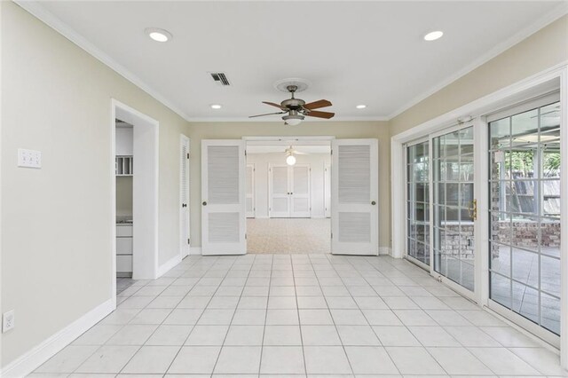 5033 Bissonet Dr, Metairie, LA 70003 - spare room featuring a ceiling fan, recessed lighting, and crown molding