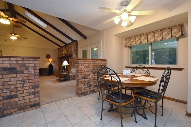 1005 Oakland Dr, Pearl River, LA 70452 - dining space with a ceiling fan, tile patterned floors, and carpet