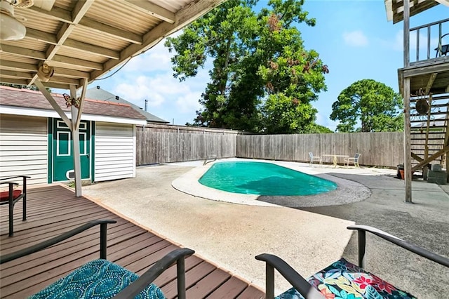 822 Homestead Ave, Metairie, LA 70005 - view of pool featuring a patio, a fenced backyard, stairway, and a wooden deck