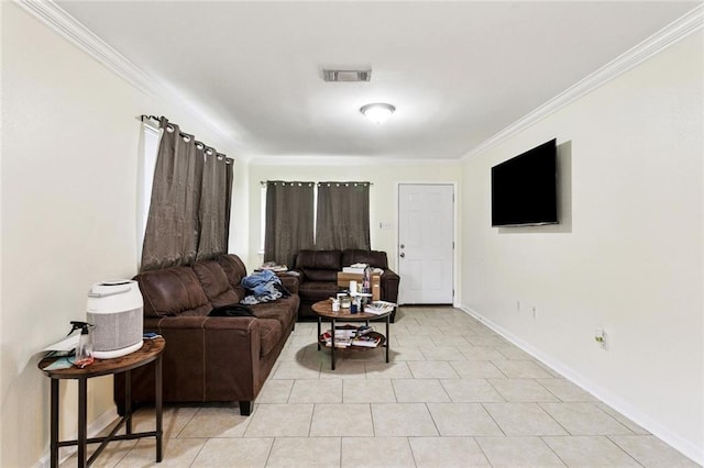 452426 Lafon Dr, New Orleans, LA 70126 - living room featuring ornamental molding and light tile patterned flooring
