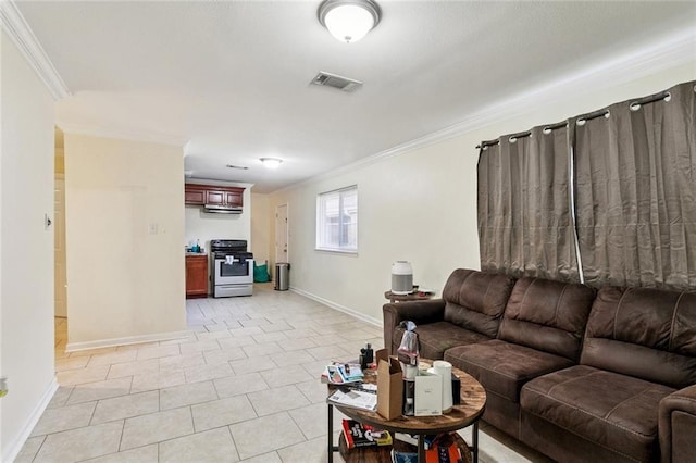 452426 Lafon Dr, New Orleans, LA 70126 - living room featuring crown molding and light tile patterned floors
