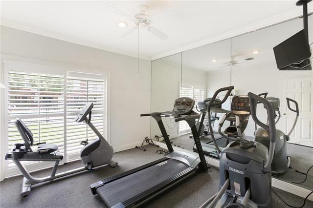800 Rue Burgundy St Unit 223, Metairie, LA 70005 - exercise room with a ceiling fan, ornamental molding, and recessed lighting
