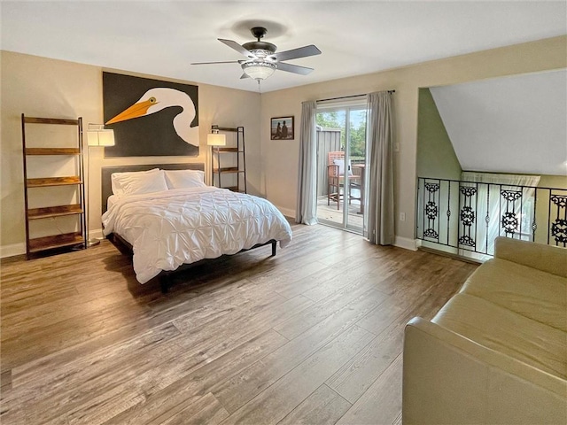 60 Chamale Cv Unit 60, Slidell, LA 70460 - bedroom featuring access to outside, wood finished floors, and ceiling fan