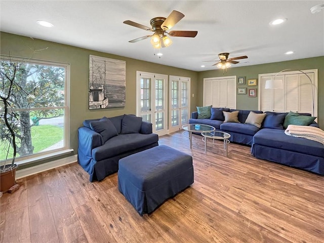 60 Chamale Cv Unit 60, Slidell, LA 70460 - living room featuring wood finished floors, plenty of natural light, a ceiling fan, and recessed lighting