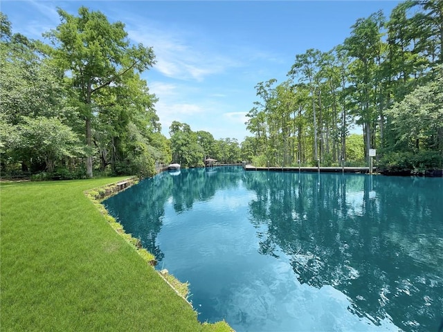 60 Chamale Cv Unit 60, Slidell, LA 70460 - view of pool with a yard, a water view, and a wooded view