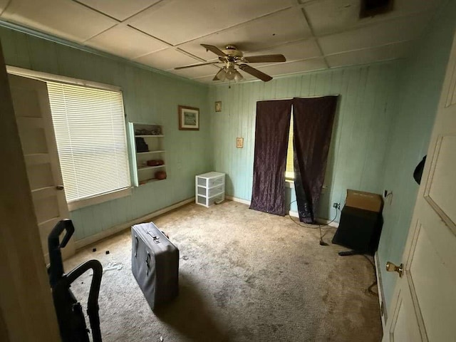 5013 Douglas Ave, Baton Rouge, LA 70805 - bedroom featuring a drop ceiling, carpet flooring, and ceiling fan