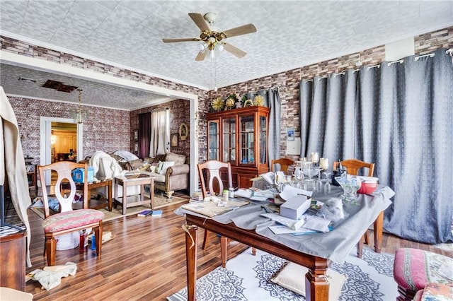 719 W Vine St, Opelousas, LA 70570 - dining room featuring wood finished floors and a ceiling fan