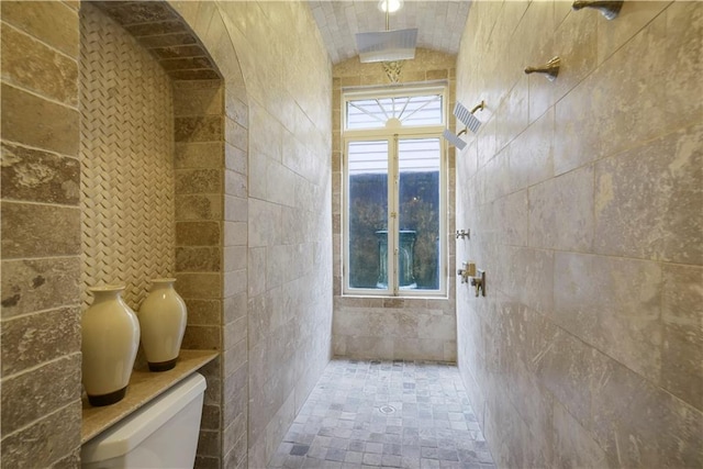 101921 Saint Peter St, New Orleans, LA 70116 - full bathroom with a tile shower and lofted ceiling