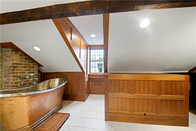 101921 Saint Peter St, New Orleans, LA 70116 - additional living space featuring a wainscoted wall, wood walls, and light tile patterned floors