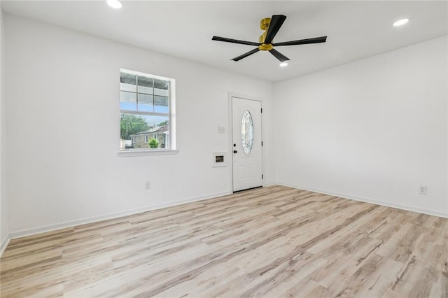 1621 Congress St, New Orleans, LA 70117 - foyer with wood finished floors, a ceiling fan, and recessed lighting