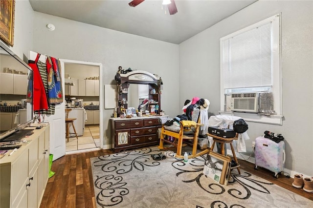 264951 Bruxelles St, New Orleans, LA 70119 - bedroom featuring wood finished floors, ensuite bathroom, and ceiling fan
