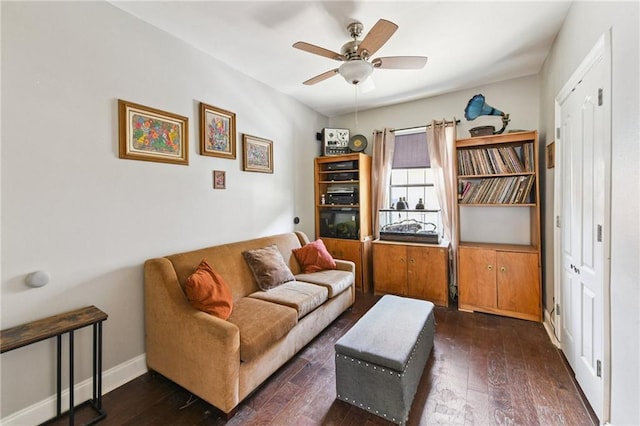 4472 Demontluzin St, New Orleans, LA 70122 - living room featuring wood finished floors and a ceiling fan