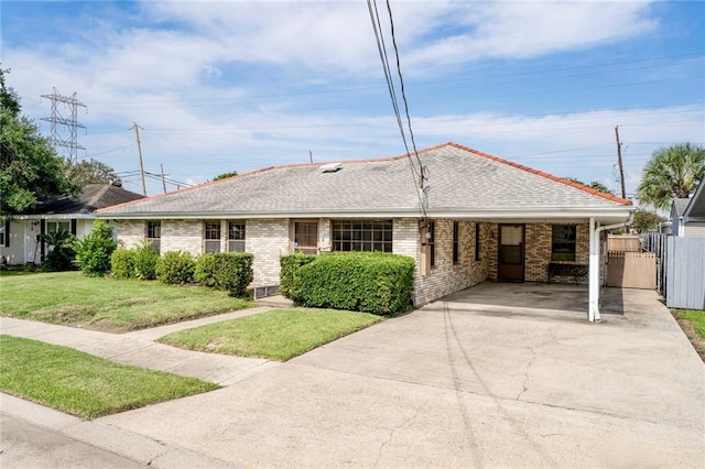 15 Tulip Dr, Gretna, LA 70053 - single story home featuring concrete driveway, brick siding, a shingled roof, and a gate